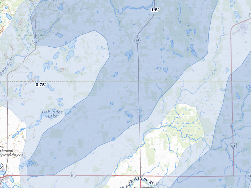NEXRAD radar-signature map of the hail over Deer Park, WI