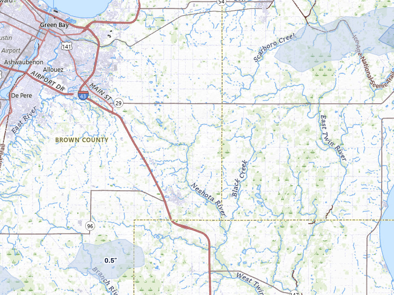 NEXRAD radar-signature map of the hail over Denmark, WI