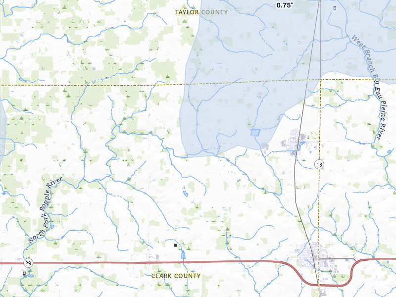 NEXRAD radar-signature map of the hail storm over Dorchester, WI on May 17, 2026