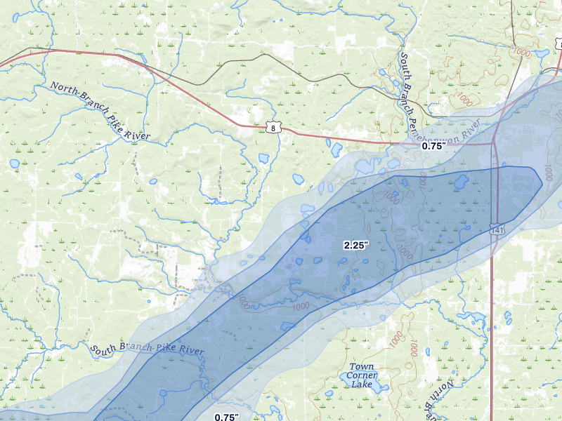 NEXRAD radar-signature map of the hail storm over Dunbar, WI on Jun 30, 2026