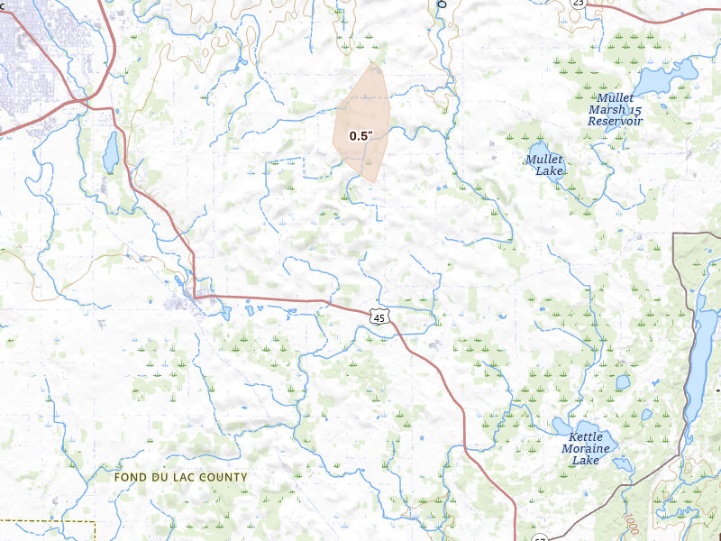 Radar-estimated hail-size map of the storm over Eden, WI