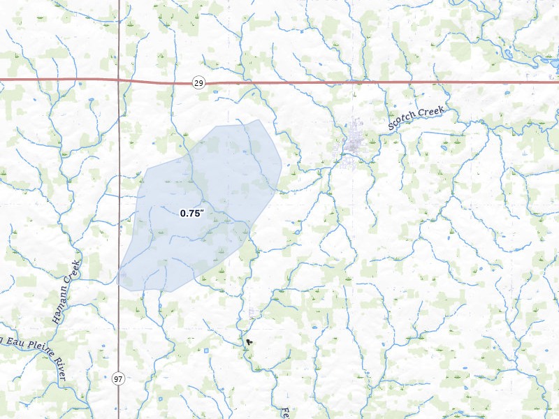 NEXRAD radar-signature map of the hail storm over Edgar, WI on May 17, 2026