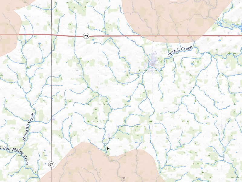 Radar-estimated hail-size map of the storm over Edgar, WI on Jun 10, 2026