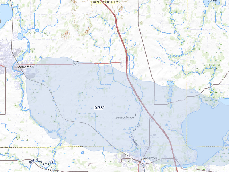 NEXRAD radar-signature map of the hail storm over Edgerton, WI on Mar 30, 2026