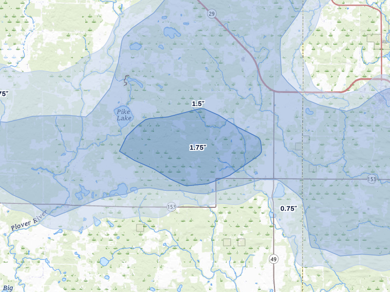 NEXRAD radar-signature map of the hail storm over Eland, WI on Jun 30, 2026