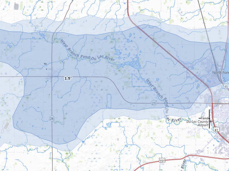 NEXRAD radar-signature map of the hail over Eldorado, WI