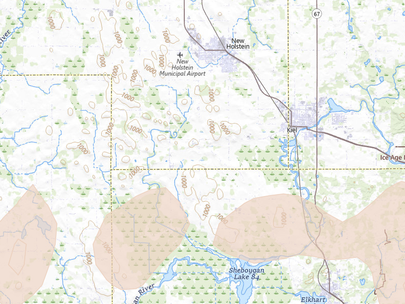 Radar-estimated hail-size map of the storm over Elkhart Lake, WI on Mar 31, 2026