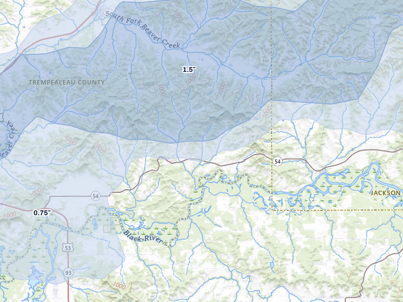 NEXRAD radar-signature map of the hail storm over Ettrick, WI on Mar 30, 2026