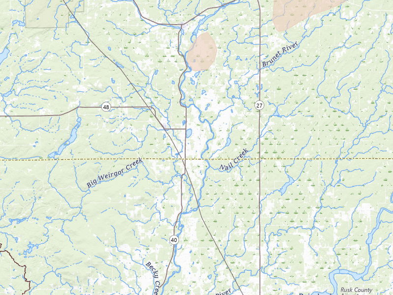 Radar-estimated hail-size map of the storm over Exeland, WI on Apr 17, 2026