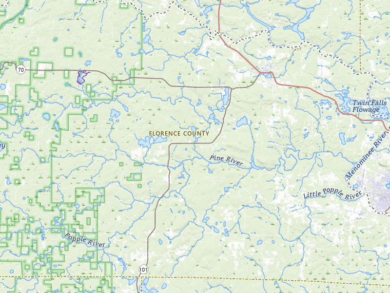 Radar-estimated hail-size map of the storm over Florence, WI on May 17, 2026