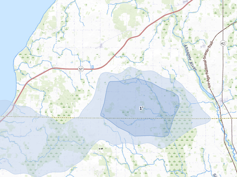 NEXRAD radar-signature map of the hail storm over Forestville, WI on Jun 30, 2026