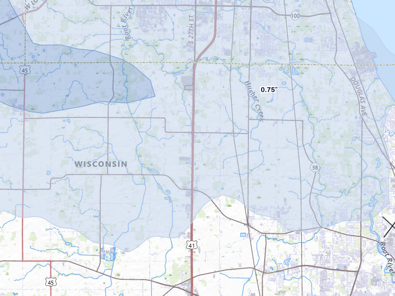 NEXRAD radar-signature map of the hail storm over Franksville, WI on Apr 17, 2026