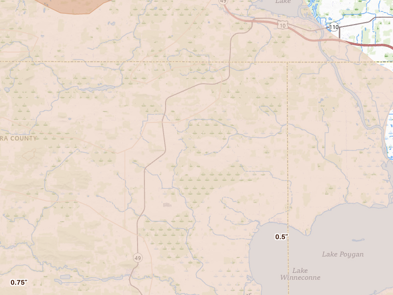 Radar-estimated hail-size map of the storm over Fremont, WI on Sep 3, 2026