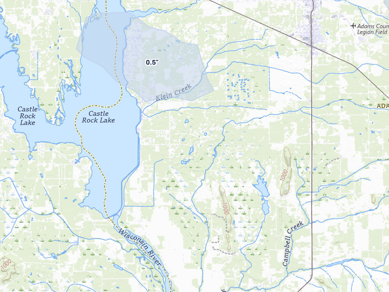 NEXRAD radar-signature map of the hail over Friendship, WI