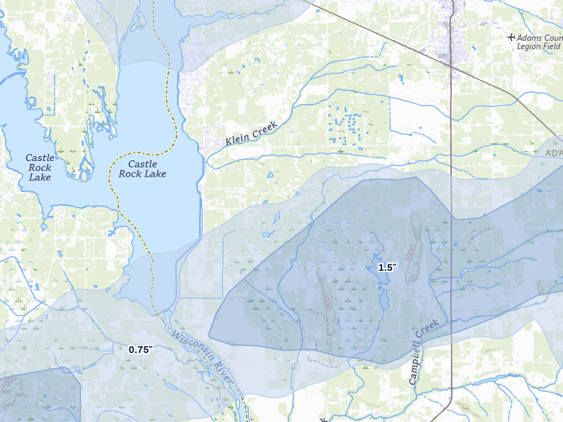 NEXRAD radar-signature map of the hail storm over Friendship, WI on Jun 30, 2026