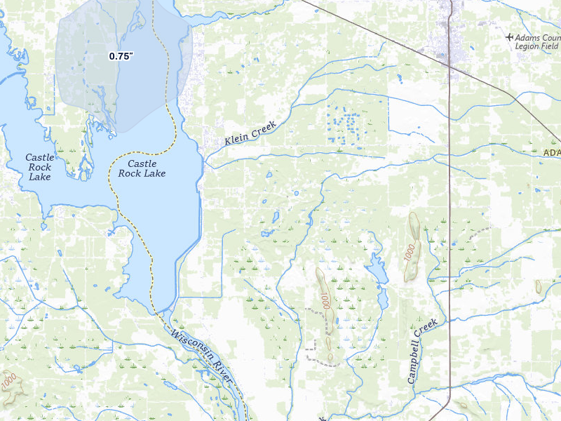 NEXRAD radar-signature map of the hail storm over Friendship, WI on Jul 8, 2026