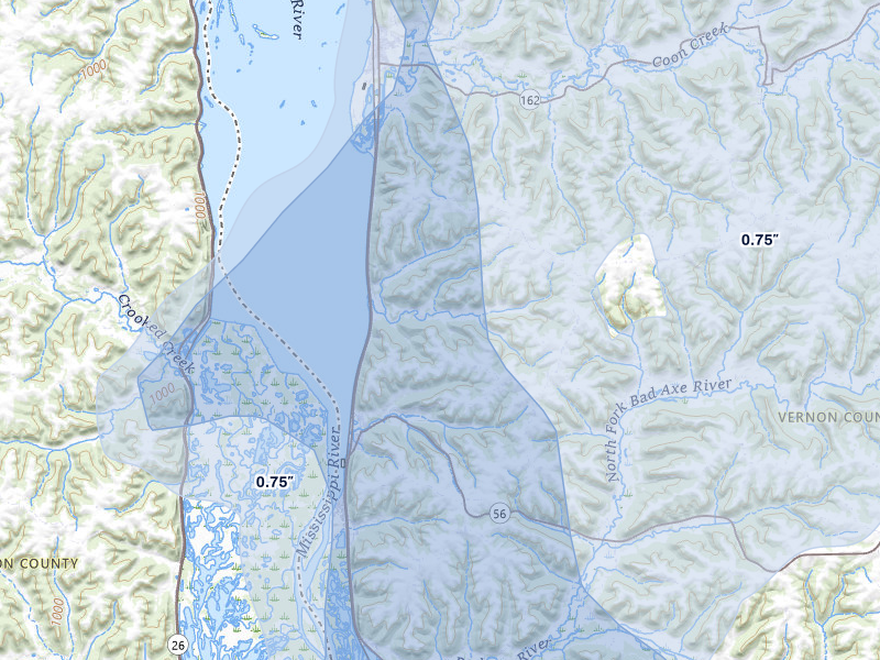 NEXRAD radar-signature map of the hail storm over Genoa, WI on Jun 30, 2026