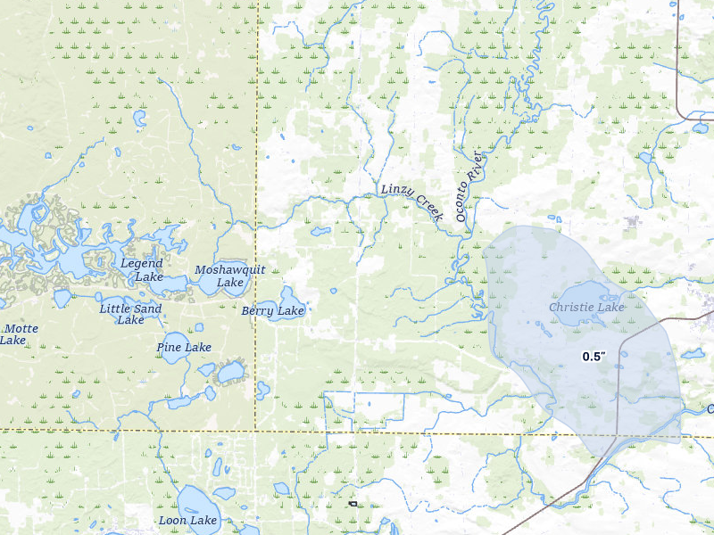 NEXRAD radar-signature map of the hail storm over Gillett, WI on Mar 30, 2026