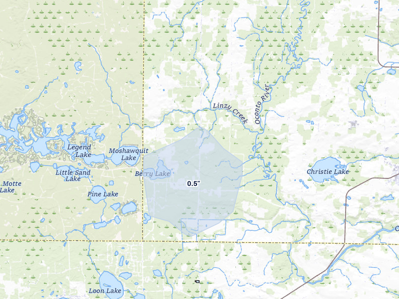 NEXRAD radar-signature map of the hail over Gillett, WI