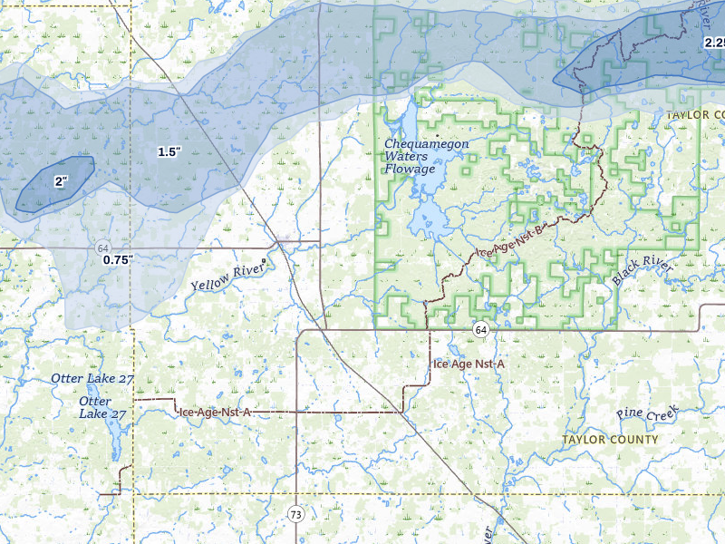 NEXRAD radar-signature map of the hail over Gilman, WI