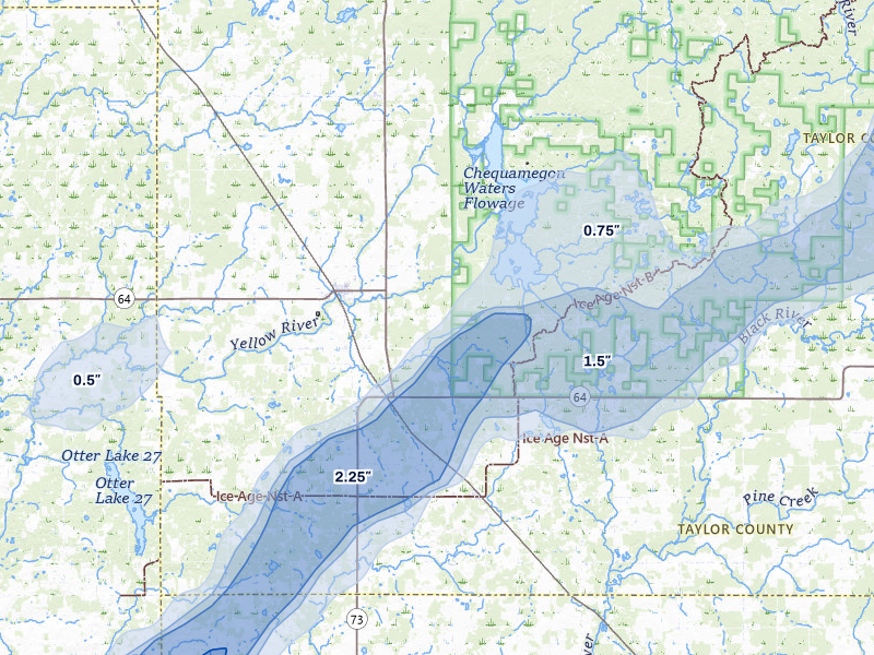 NEXRAD radar-signature map of the hail over Gilman, WI