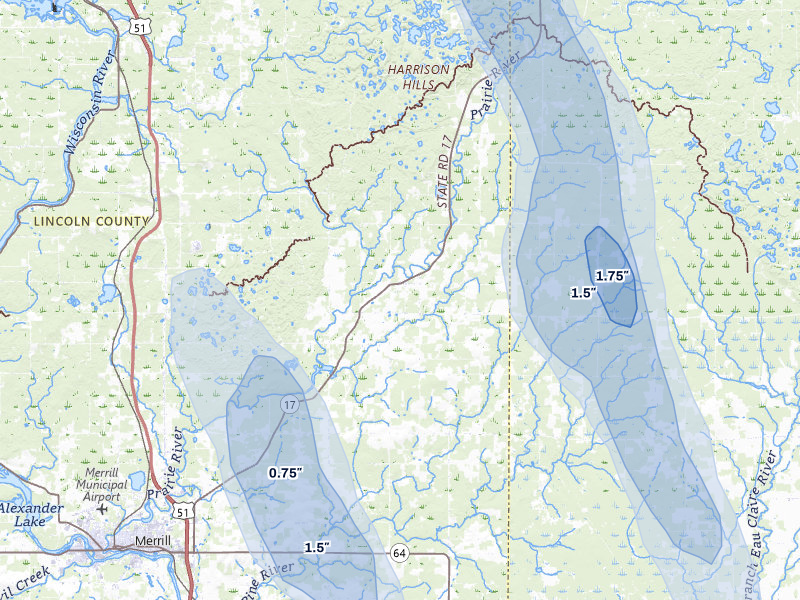 NEXRAD radar-signature map of the hail storm over Gleason, WI on May 27, 2026