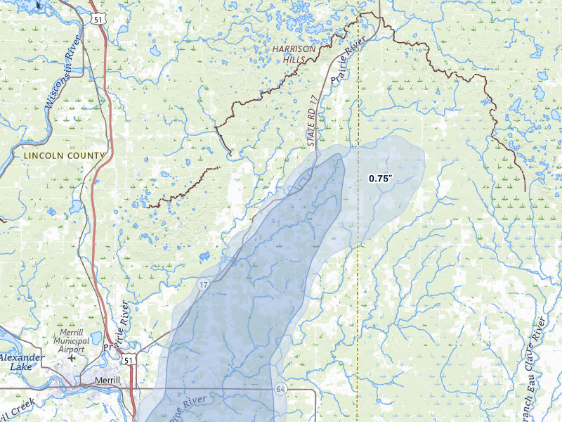 NEXRAD radar-signature map of the hail storm over Gleason, WI on Jun 30, 2026