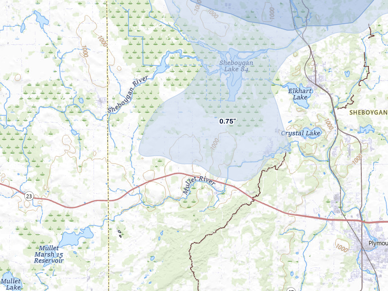NEXRAD radar-signature map of the hail storm over Glenbeulah, WI on Mar 30, 2026