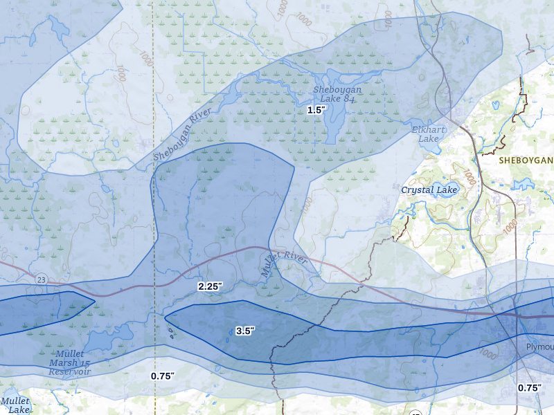 NEXRAD radar-signature map of the hail over Glenbeulah, WI