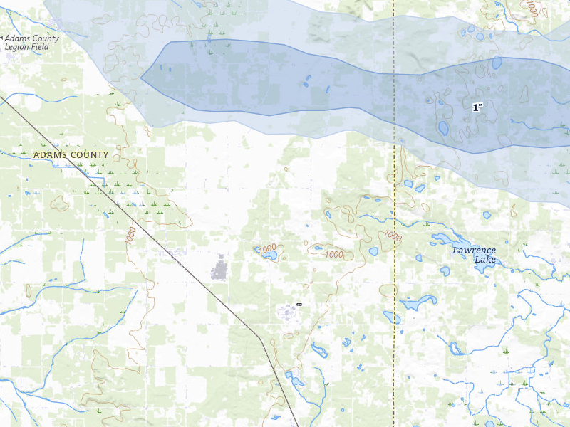 NEXRAD radar-signature map of the hail over Grand Marsh, WI