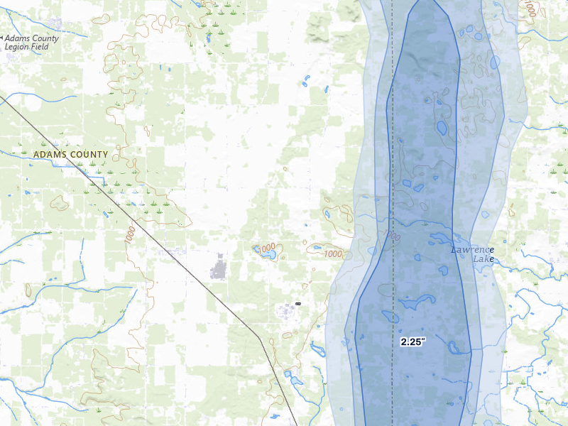 NEXRAD radar-signature map of the hail storm over Grand Marsh, WI on May 27, 2026