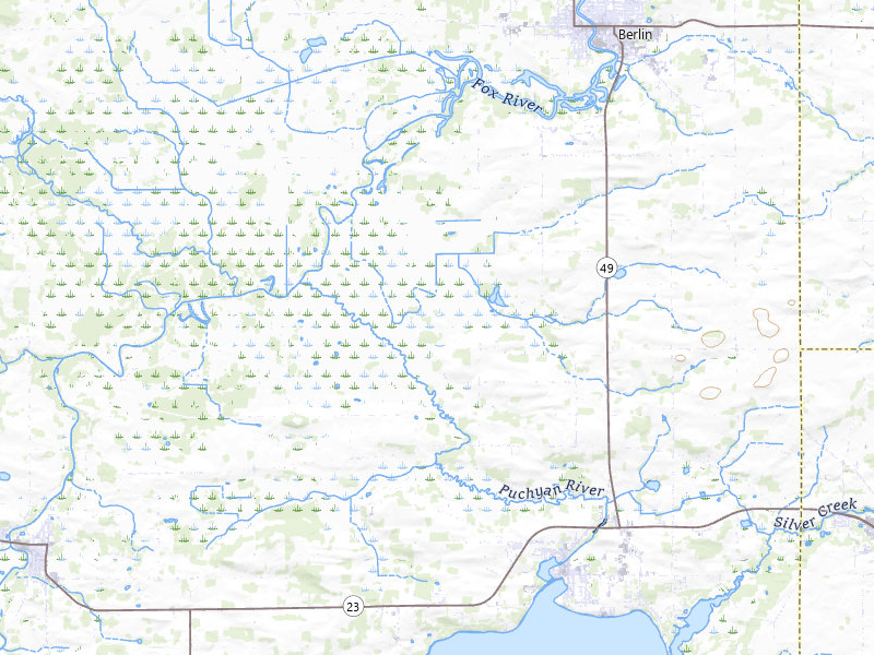 Radar-estimated hail-size map of the storm over Green Lake, WI on Mar 31, 2026