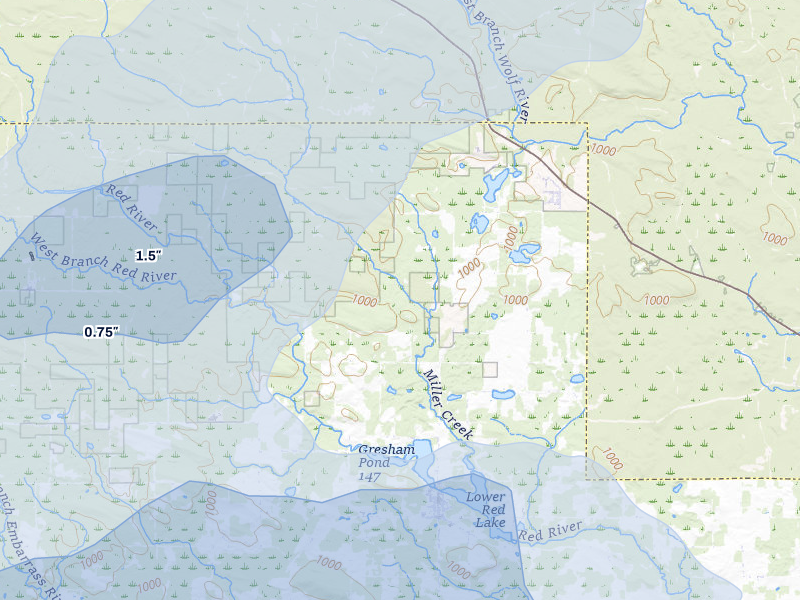 NEXRAD radar-signature map of the hail over Gresham, WI