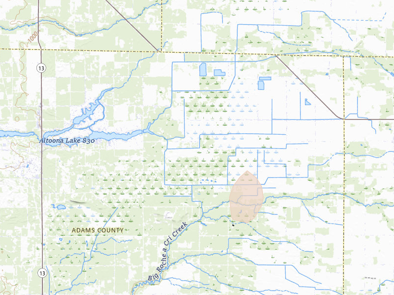 Radar-estimated hail-size map of the storm over Hancock, WI on May 27, 2026