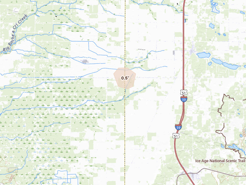 Radar-estimated hail-size map of the storm over Hancock, WI