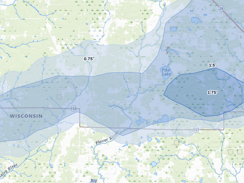 NEXRAD radar-signature map of the hail storm over Hatley, WI on Jun 30, 2026