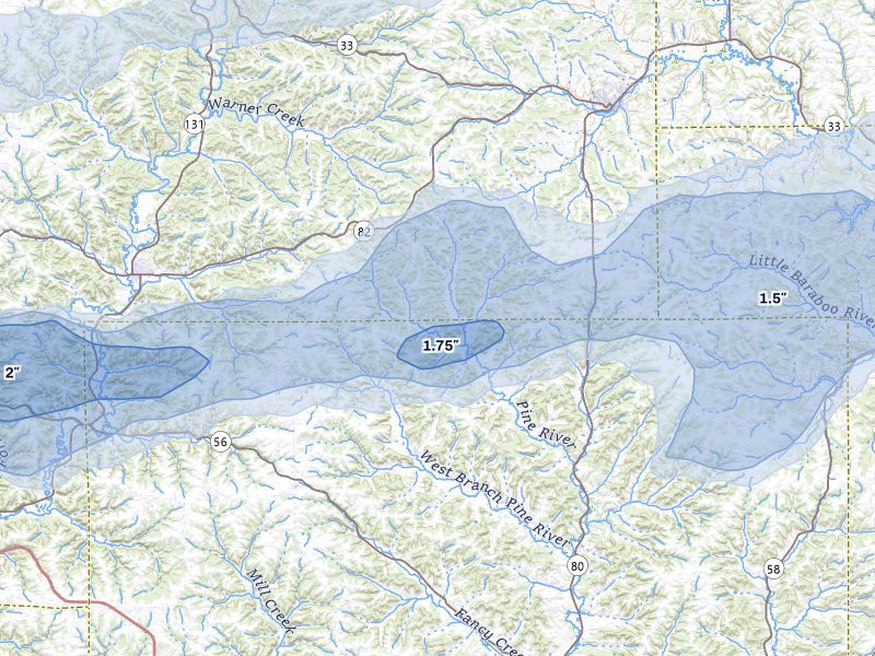 NEXRAD radar-signature map of the hail storm over Hillsboro, WI on Jun 30, 2026