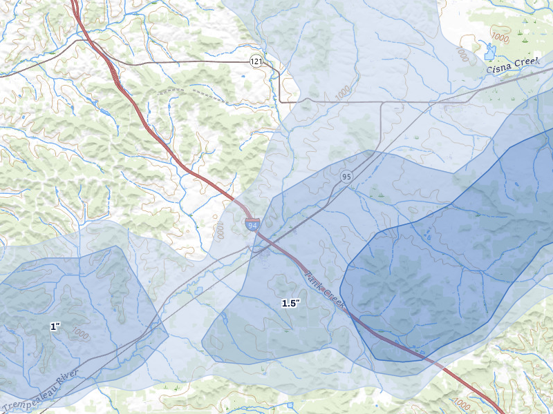 NEXRAD radar-signature map of the hail over Hixton, WI