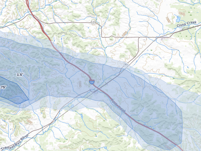 NEXRAD radar-signature map of the hail storm over Hixton, WI on Jun 5, 2026