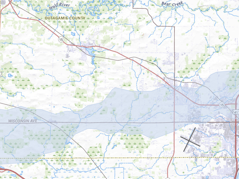 NEXRAD radar-signature map of the hail over Hortonville, WI