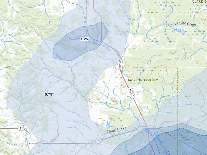 NEXRAD radar-signature map of the hail over Humbird, WI