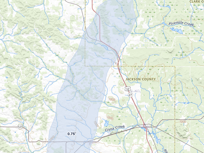 NEXRAD radar-signature map of the hail over Humbird, WI