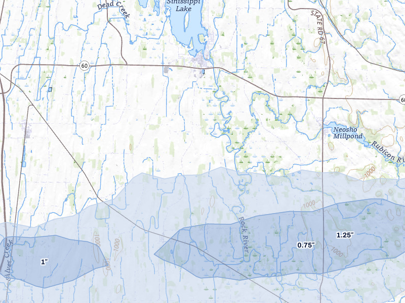 NEXRAD radar-signature map of the hail over Hustisford, WI