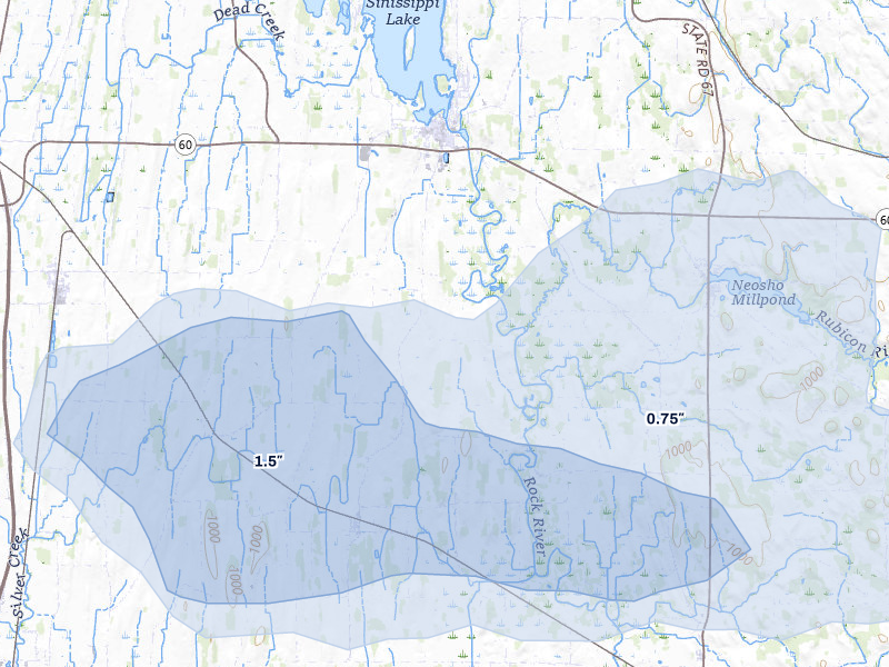 NEXRAD radar-signature map of the hail over Hustisford, WI