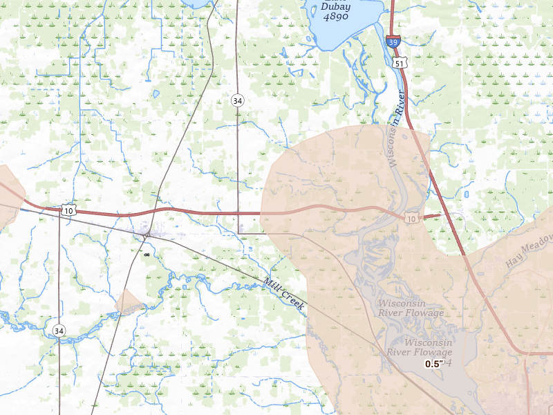 Radar-estimated hail-size map of the storm over Junction City, WI on Apr 13, 2026