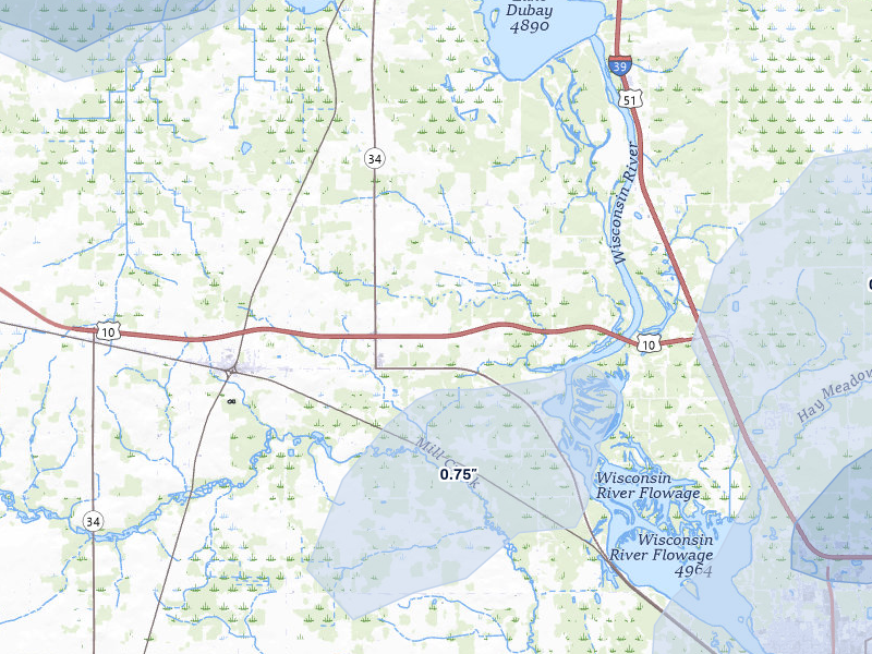 NEXRAD radar-signature map of the hail over Junction City, WI