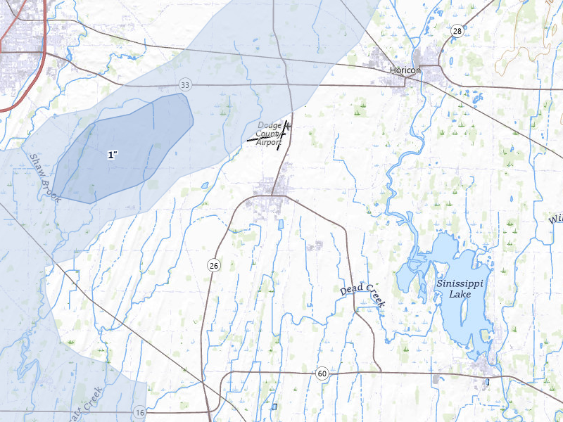 NEXRAD radar-signature map of the hail storm over Juneau, WI on May 17, 2026