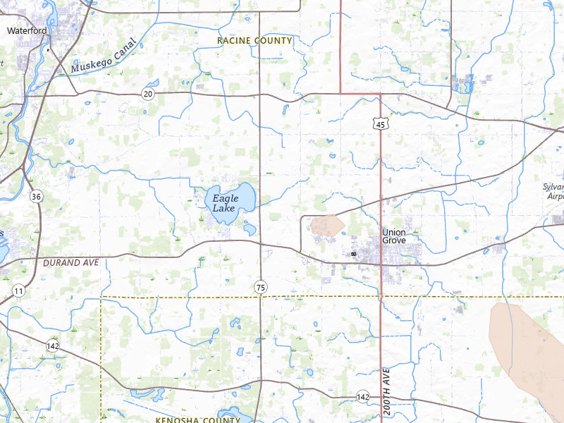 Radar-estimated hail-size map of the storm over Kansasville, WI on Jul 9, 2026