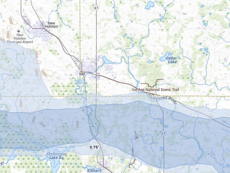 NEXRAD radar-signature map of the hail storm over Kiel, WI on Mar 31, 2026