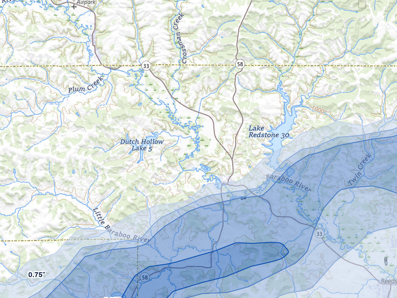 NEXRAD radar-signature map of the hail over La Valle, WI